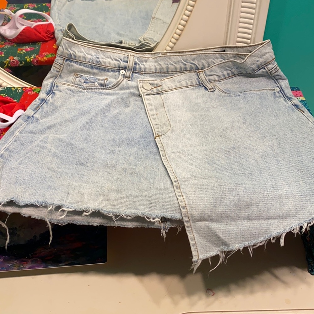 BlankNYC wrap denim mini